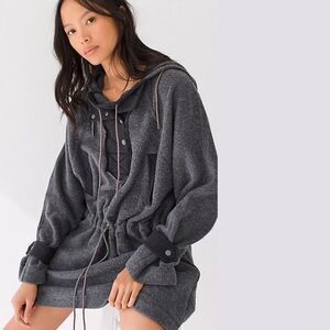Free People We The Free Sadie Surplus Knit Hoodie Gray/Black - Small - NWT